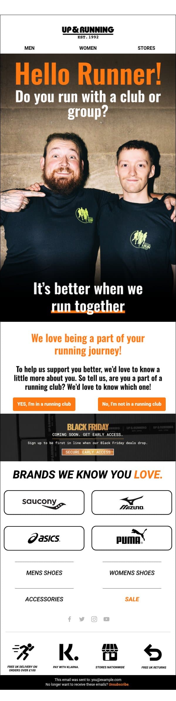 Find Joy in Running Together! 👟 email from Up and Running screenshot
