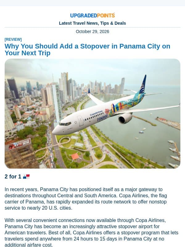300k Chase points, Bilt changes, Delta One sale, and more news! email from Upgraded Points