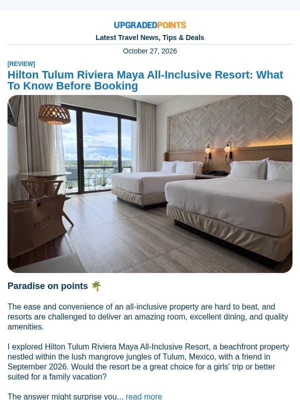 New $200 dining credit, Orlando to Tokyo flights, Emirates business class, and more news! email from Upgraded Points