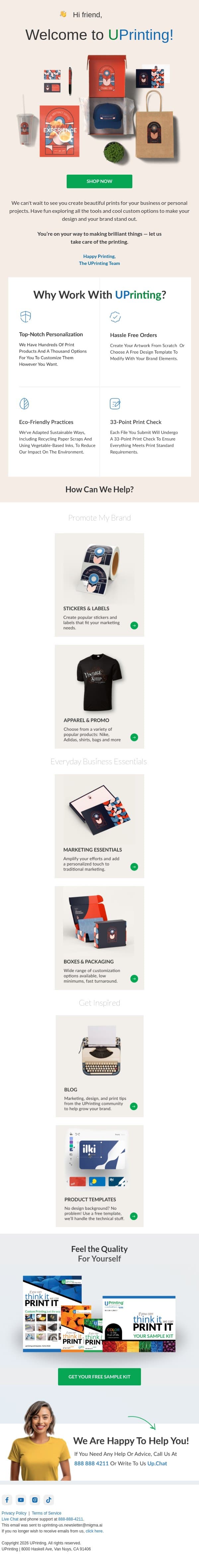 🎉 Meet UPrinting - Your New Printing Partner! email from UPrinting screenshot