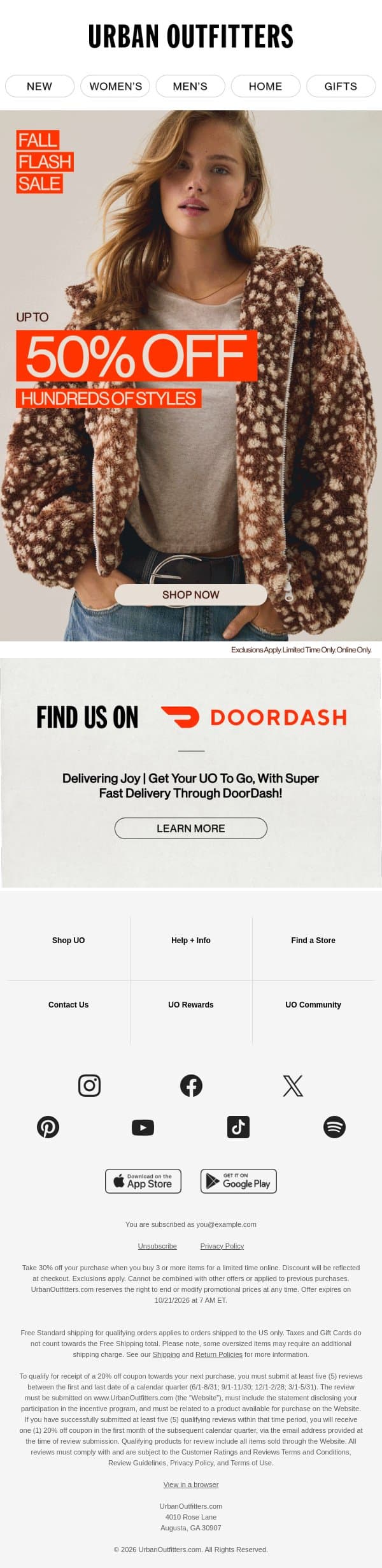 ICYMI: Up to 50% Off HUNDREDS of Styles email from Urban Outfitters screenshot