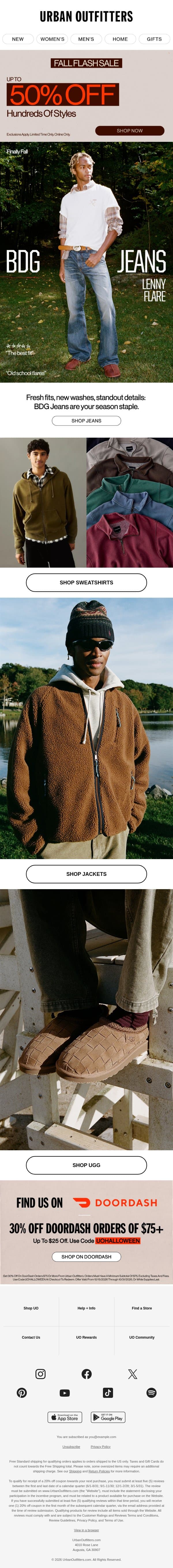 BDG Jeans 🍁 Fall Fits email from Urban Outfitters screenshot