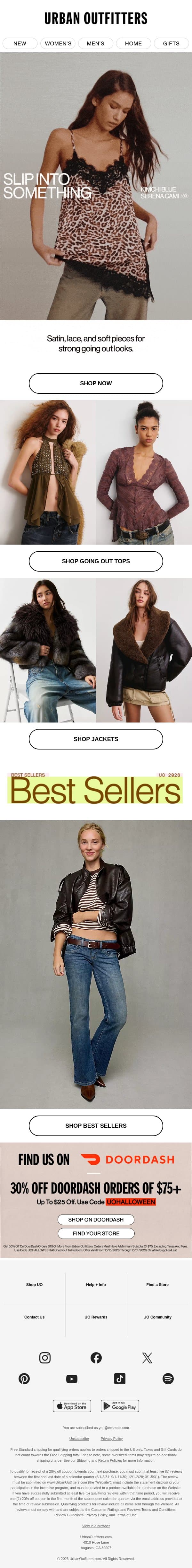 Going out tops worth making plans for email from Urban Outfitters screenshot