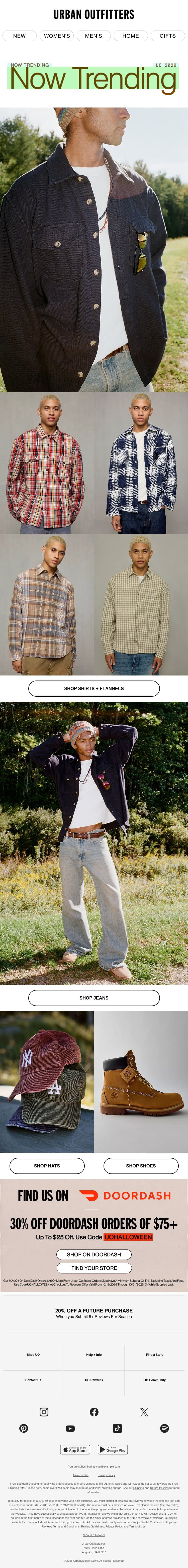 Buttoned up for fall π email from Urban Outfitters screenshot