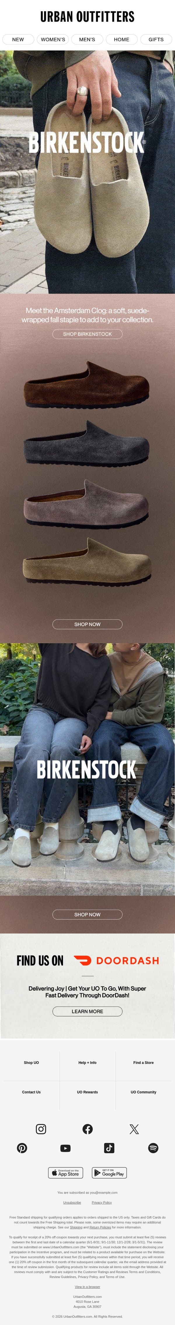 New Birkenstock! 🚨 The Amsterdam Clog email from Urban Outfitters screenshot