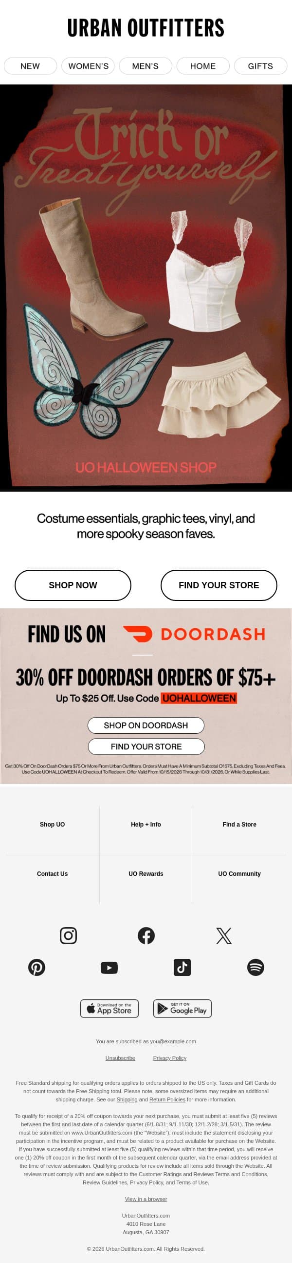 It’s almost Halloween! :jack_o_lantern: Are you ready? email from Urban Outfitters screenshot