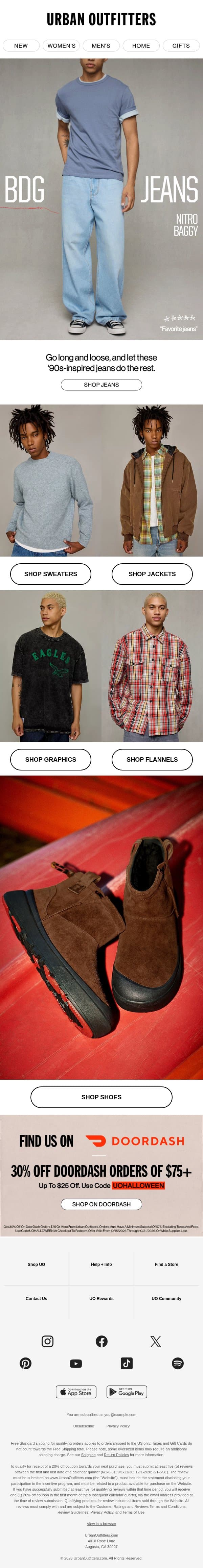 Baggy jeans that do it better → email from Urban Outfitters screenshot