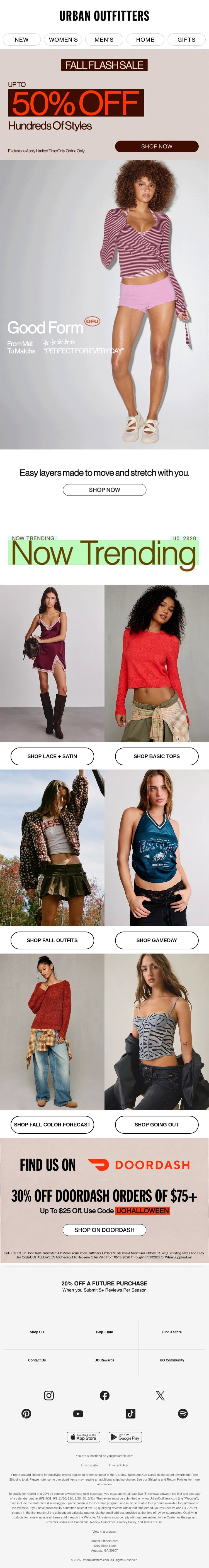 Layers made to move with you 🩰 email from Urban Outfitters screenshot