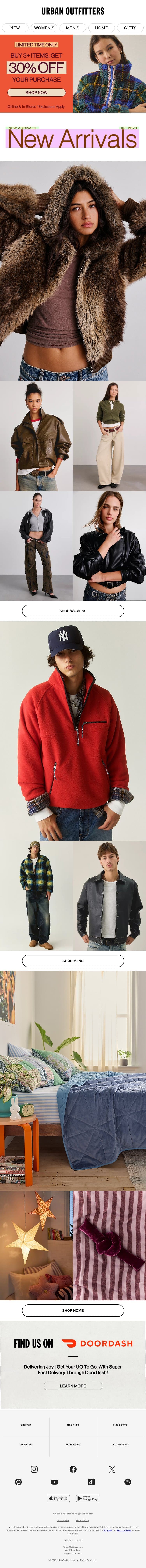 So. Many. NEW. ARRIVALS. email from Urban Outfitters screenshot