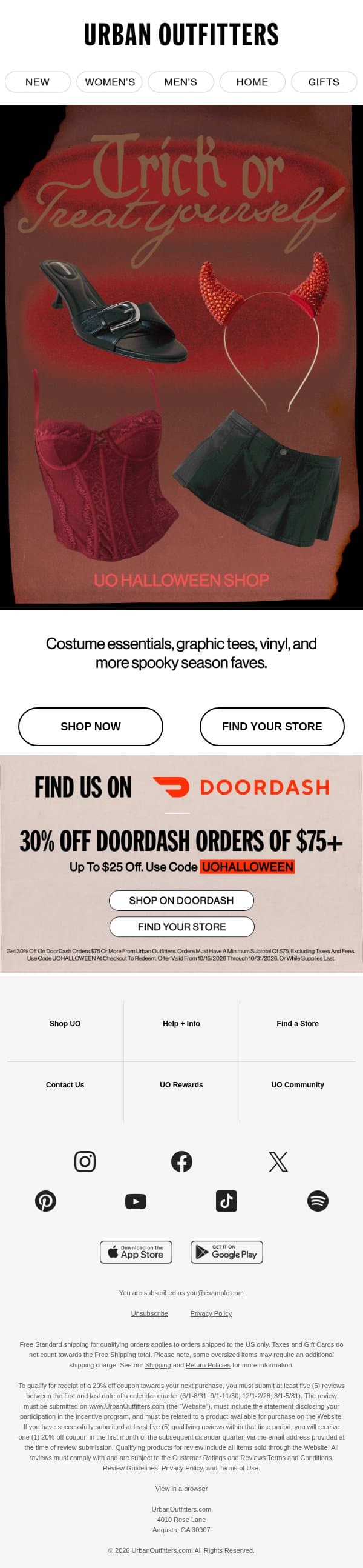 No costume? Don’t panic! 🎃 email from Urban Outfitters screenshot