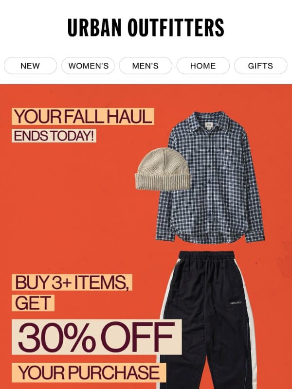 Don’t miss out on 30% OFF ⏰ email from Urban Outfitters