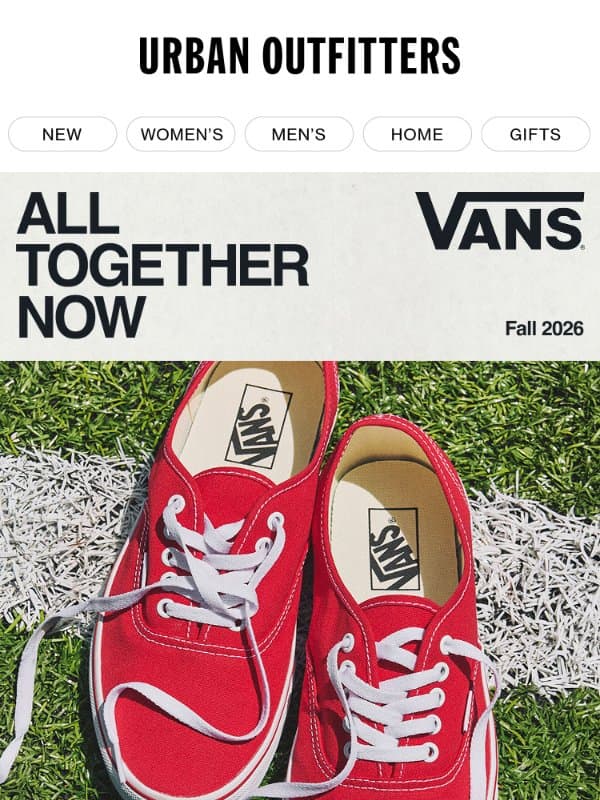Vans · Classic Styles Made to Move email from Urban Outfitters