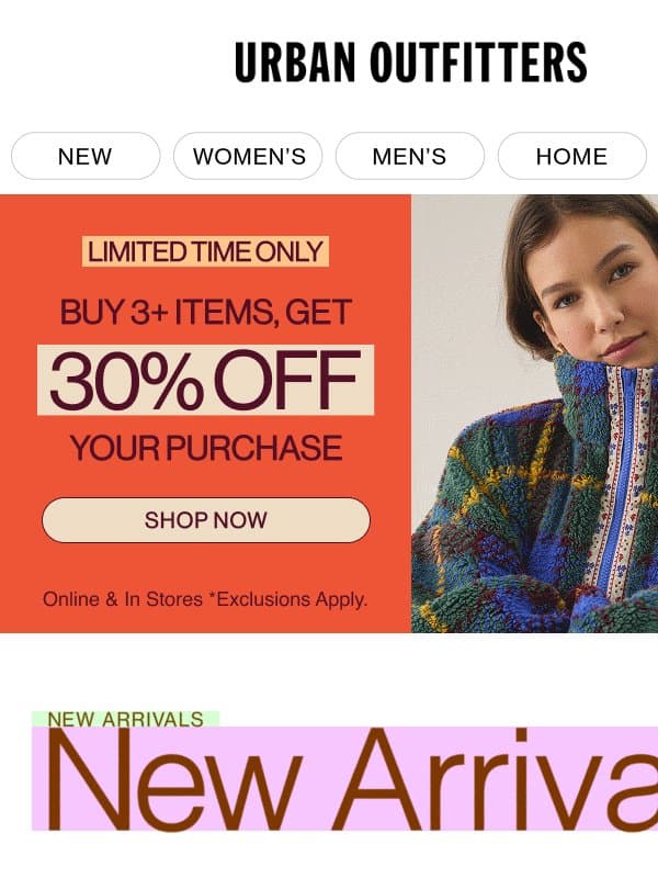 So. Many. NEW. ARRIVALS. email from Urban Outfitters