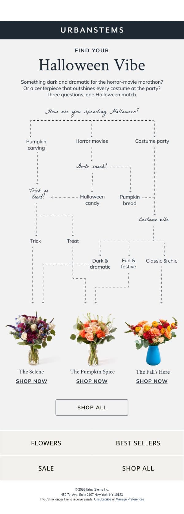 Trick or treat? email from UrbanStems screenshot