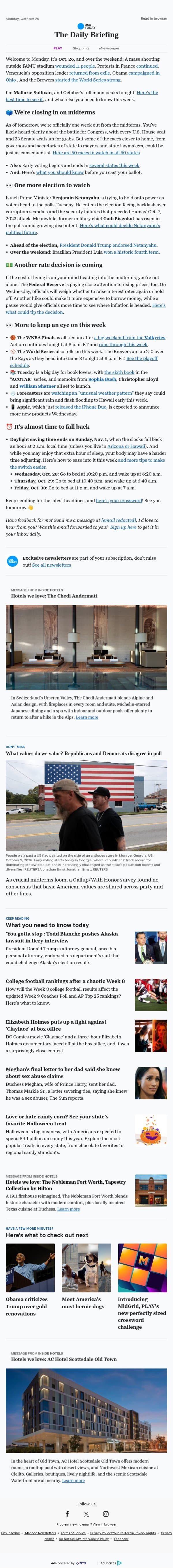 ๐ It's a very full week email from USA Today screenshot