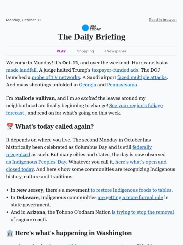 ❄️ Winter is coming email from USA Today
