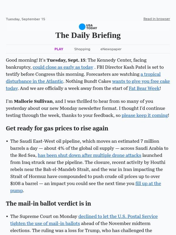 More like sweat-er weather 🥵 email from USA Today