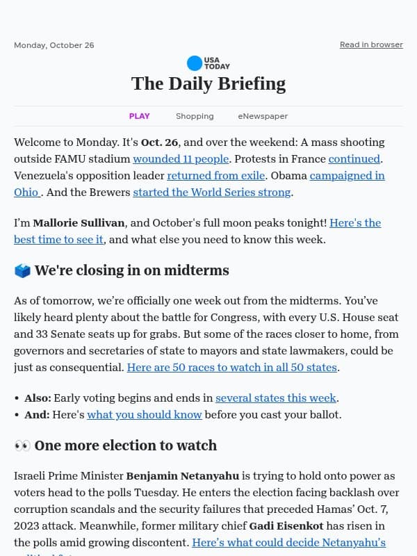 🌕 It's a very full week email from USA Today