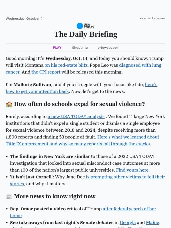 Your least favorite season is here early 🤒 email from USA Today