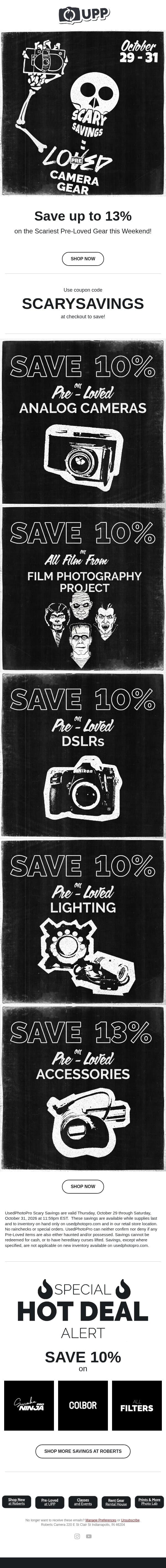 π Scary Savings are Happening at UsedPhotoPro! email from UsedPhotoPro screenshot