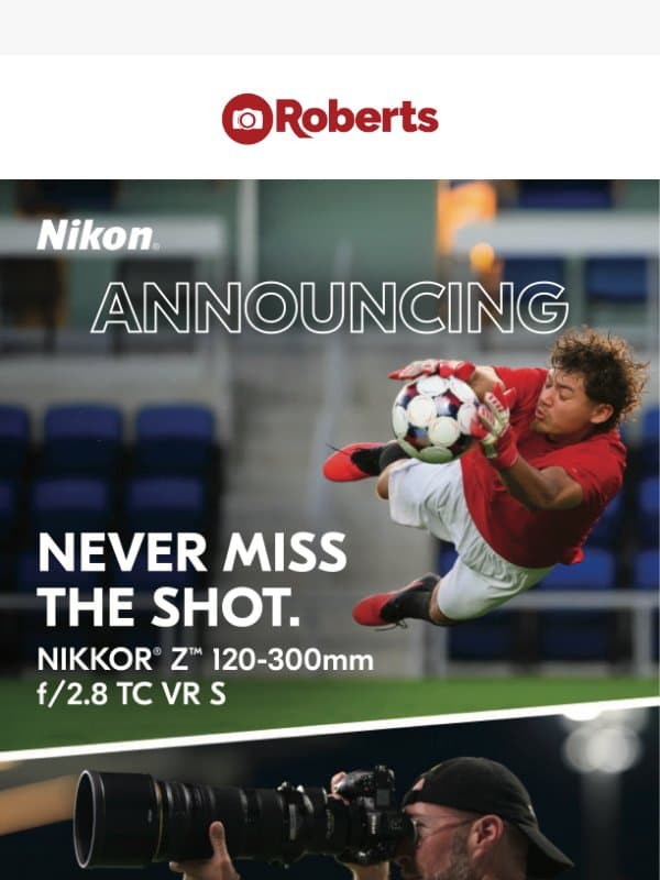 The Nikkor Z 120-300mm Lens Has Arrived! email from UsedPhotoPro