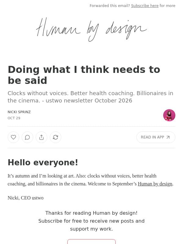 Doing what I think needs to be said email from ustwo