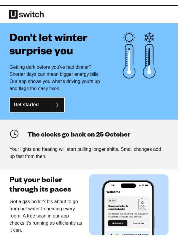Get winter-ready in ten minutes email from Uswitch