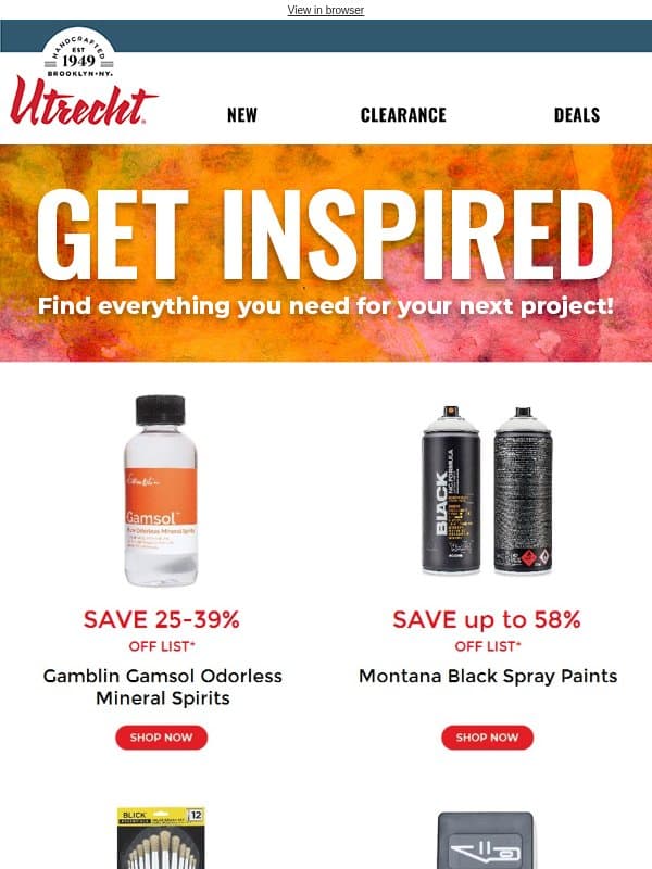 Our Picks for You email from Utrecht Art Supplies