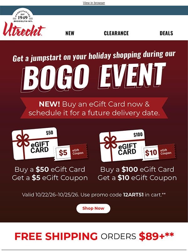Our BOGO deal is HERE! email from Utrecht Art Supplies