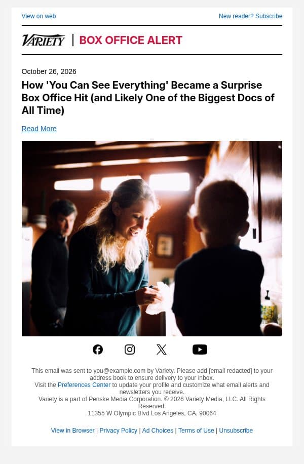 How 'You Can See Everything' Became a Surprise Box Office Hit (and Likely One of the Biggest Docs of All Time) email from Variety screenshot