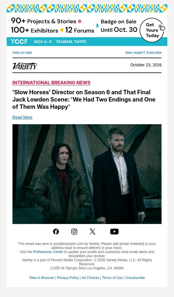 'Slow Horses' Director on Season 6 and That Final Jack Lowden Scene: 'We Had Two Endings and One of Them Was Happy' email from Variety screenshot