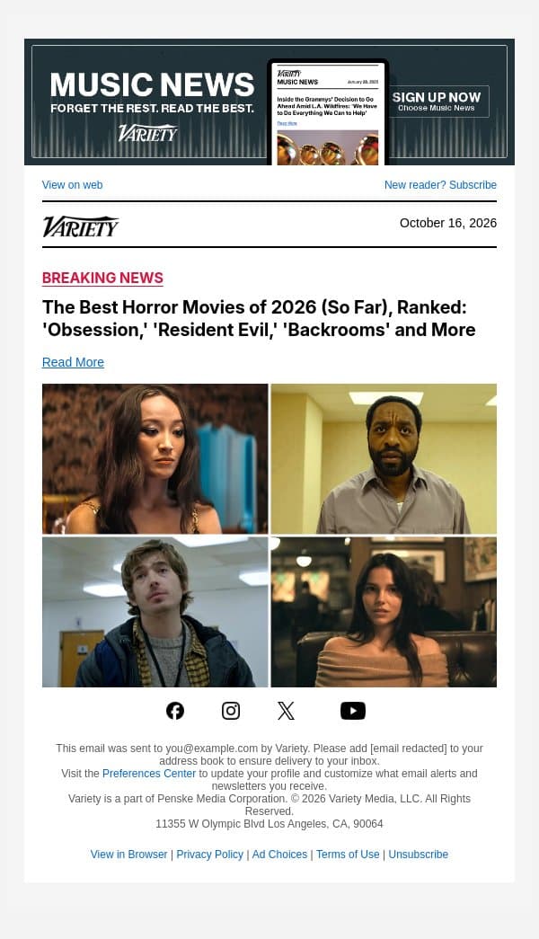The Best Horror Movies of 2026 (So Far), Ranked: 'Obsession,' 'Resident Evil,' 'Backrooms' and More email from Variety screenshot