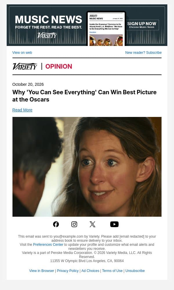 Why 'You Can See Everything' Can Win Best Picture at the Oscars email from Variety screenshot
