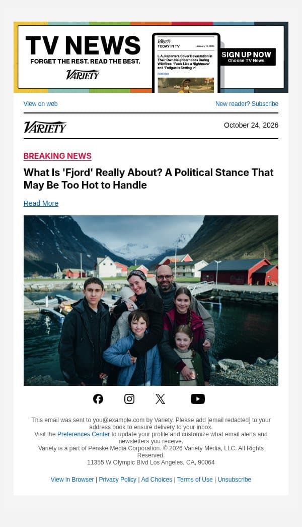 What Is 'Fjord' Really About? A Political Stance That May Be Too Hot to Handle email from Variety screenshot