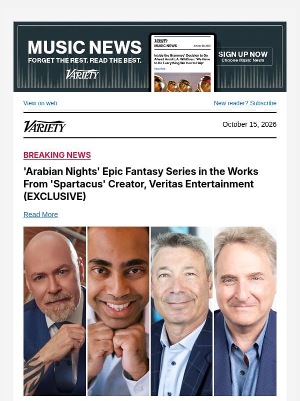 'Arabian Nights' Epic Fantasy Series in the Works From 'Spartacus' Creator, Veritas Entertainment (EXCLUSIVE) email from Variety