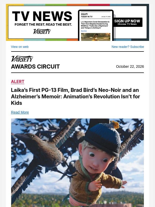 Laika’s First PG-13 Film, Brad Bird’s Neo-Noir and an Alzheimer’s Memoir: Animation’s Revolution Isn’t for Kids email from Variety