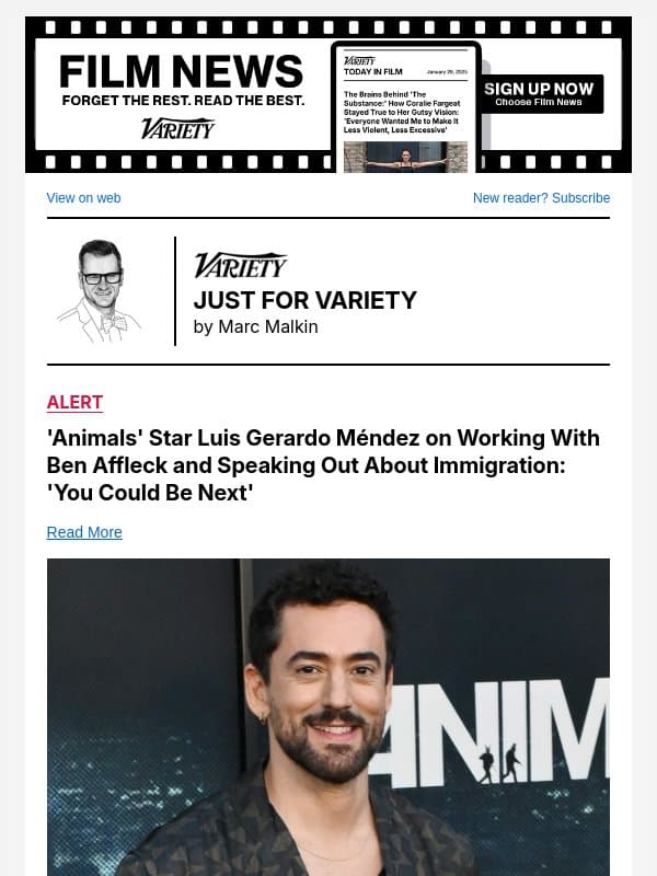 'Animals' Star Luis Gerardo Méndez on Working With Ben Affleck and Speaking Out About Immigration: 'You Could Be Next' email from Variety