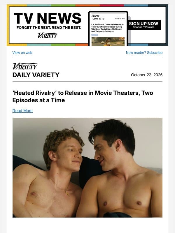 'Heated Rivalry' Hits Theaters; James Bond Final Screen Tests; 'Carrie' Renewed email from Variety
