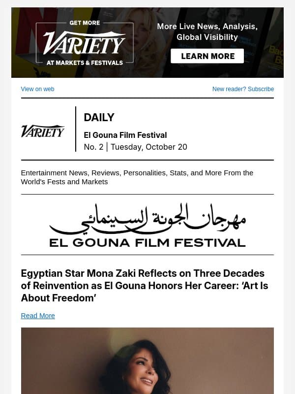Mona Zaki on Reinvention; Muhammad Mustapha Talks Masculinity; Rakan Mayasi Discusses Unconventional Stories email from Variety