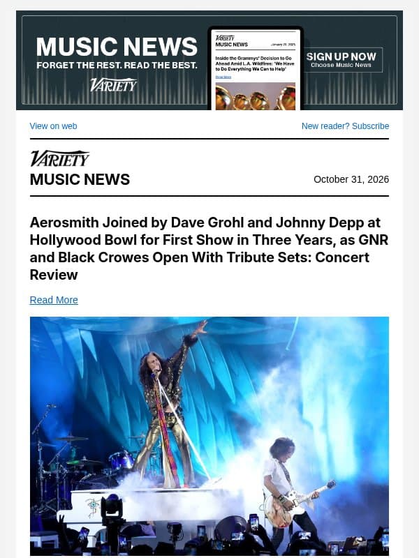 Aerosmith Leads All-Star Bowl Shows After Three Years Off; Jay-Z Books HImself for Super Bowl; Brett Morgen Previews Bowie Multi-Media Arena Experience email from Variety