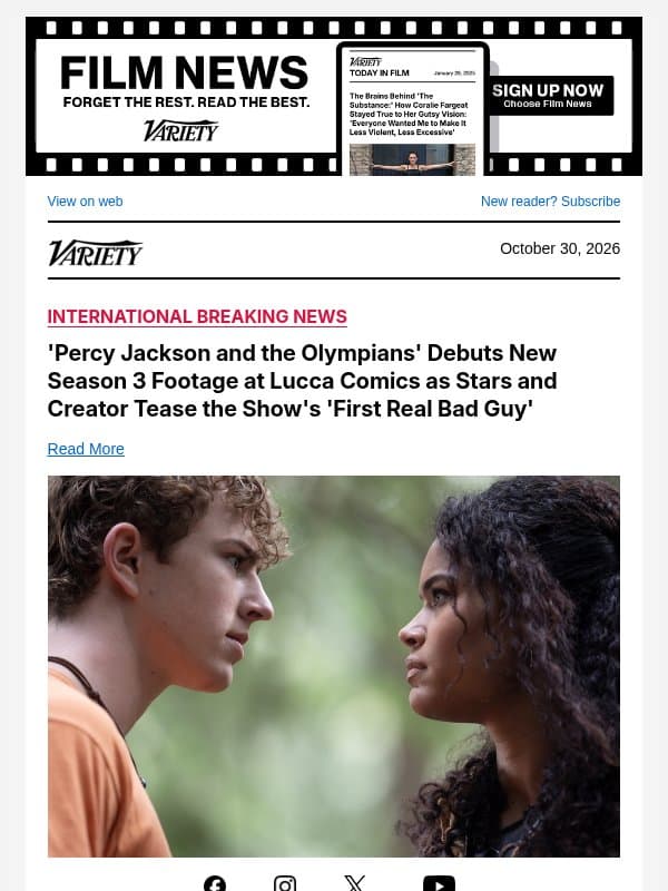 'Percy Jackson and the Olympians' Debuts New Season 3 Footage at Lucca Comics as Stars and Creator Tease the Show's 'First Real Bad Guy' email from Variety