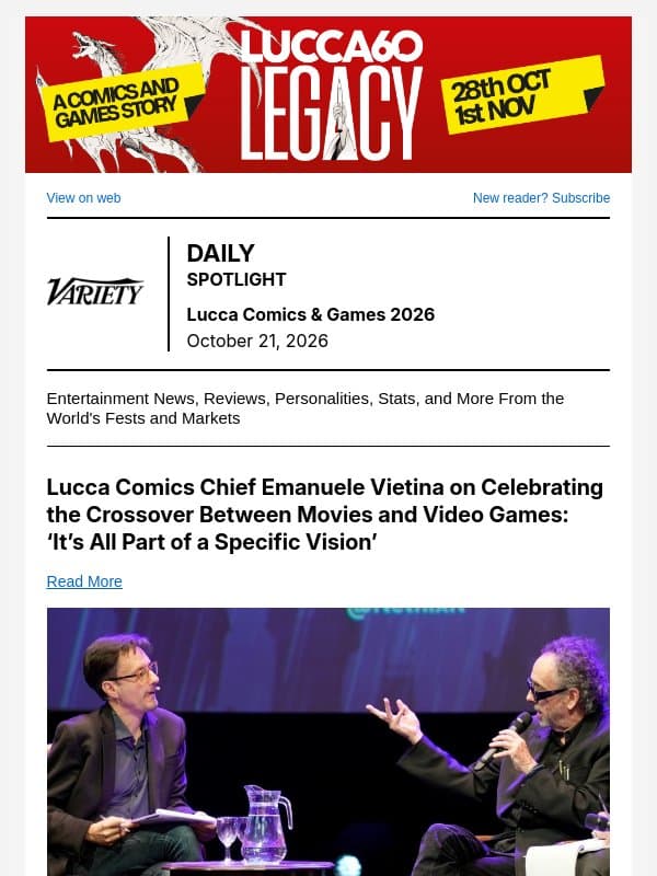 Lucca Chief on Crossover Between Movies and Video Games email from Variety