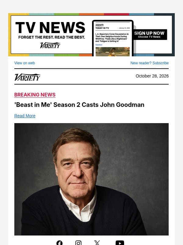 'Beast in Me' Season 2 Casts John Goodman email from Variety