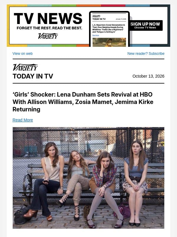 'Girls' Returns; Ryan Coogler's 'X-Files' Reboot; Reese Witherspoon Buys Back Hello Sunshine email from Variety