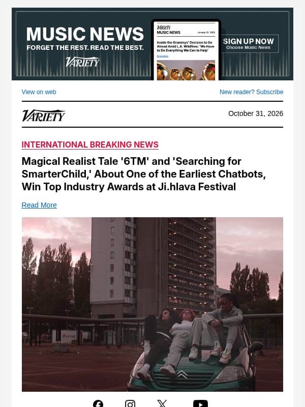 Magical Realist Tale '6TM' and 'Searching for SmarterChild,' About One of the Earliest Chatbots, Win Top Industry Awards at Ji.hlava Festival email from Variety