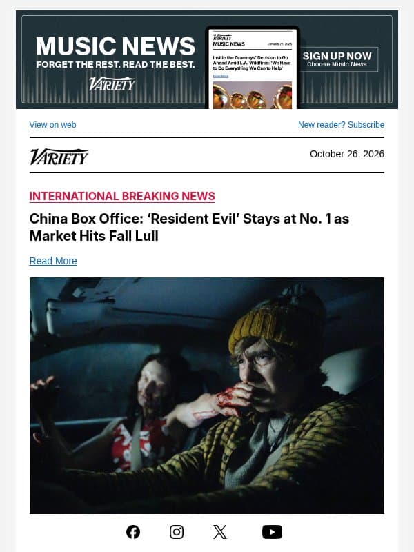 China Box Office: ‘Resident Evil’ Stays at No. 1 as Market Hits Fall Lull email from Variety