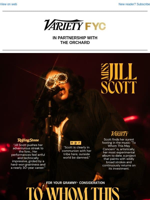 For Your GRAMMY® Consideration - Jill Scott email from Variety