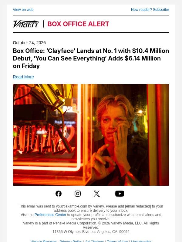Box Office: ‘Clayface’ Lands at No. 1 with $10.4 Million Debut, ‘You Can See Everything’ Adds $6.14 Million on Friday email from Variety