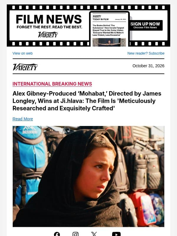 Alex Gibney-Produced ‘Mohabat,’ Directed by James Longley, Wins at Ji.hlava: The Film Is 'Meticulously Researched and Exquisitely Crafted' email from Variety
