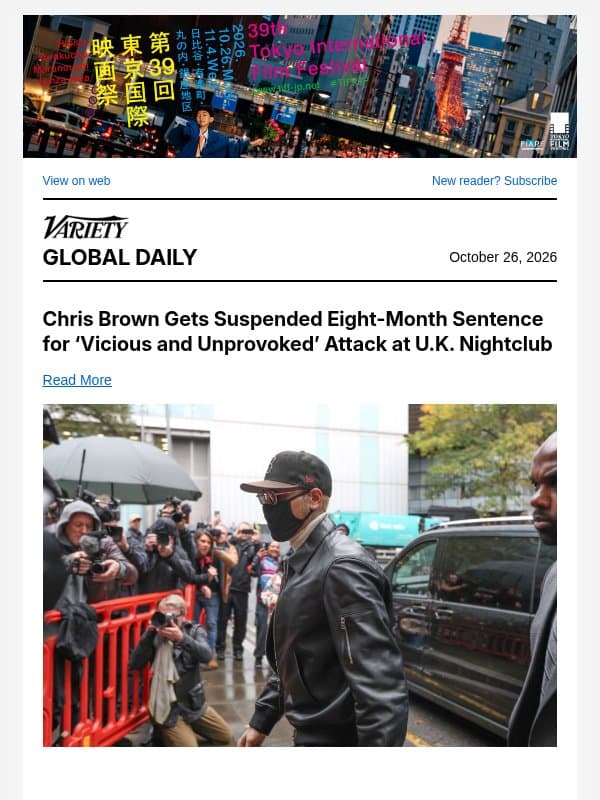 Chris Brown Sentenced; Lula Wins Brazil; Juno Temple's Next Film email from Variety
